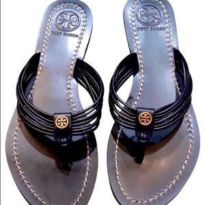 Tory Burch size 8 leather sandals - Great Condition - Navy